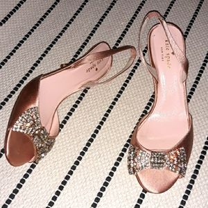 Kate Spade Miva Satin Rhinestone Bow Slingback Heels